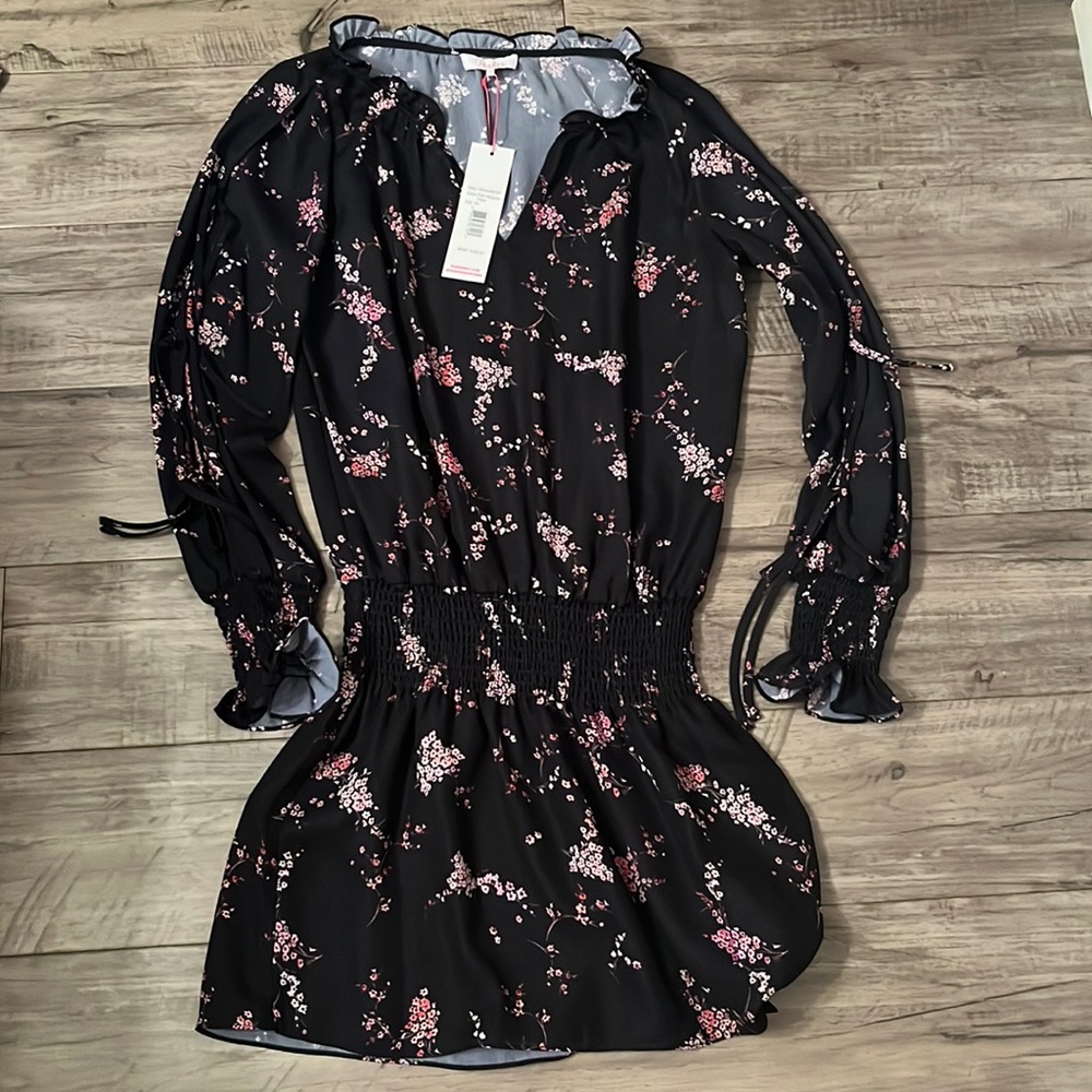 PARKER Plum Blossom Black Floral Dress